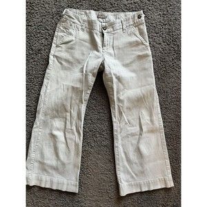 GAP Pants Womens 2 Stretch Capri Mid Rise Pin Stripe Cotton Dress White Blue